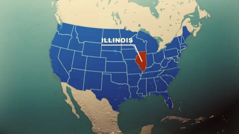 Illinois Map Highlight USA 3D Political Globe Animation Stock Footage 313462350