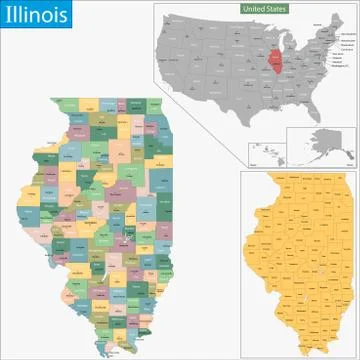 Illinois map Stock Illustration