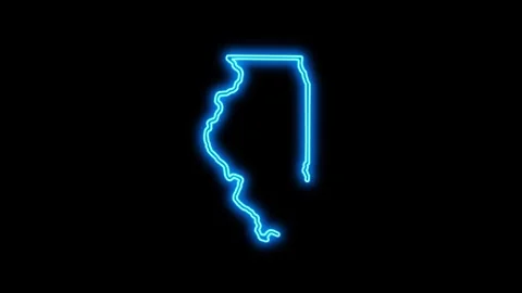 Illinois Map Outline Neon Lights Stock Footage 332891573