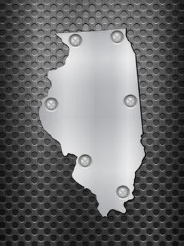 Illinois metal map Ilustración de archivo