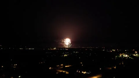 Illinois Night Pan Down to Fireworks Stock Footage 247339621