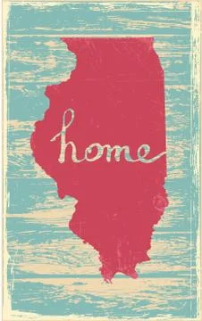 Illinois nostalgic rustic vintage state vector sign Stock Illustration