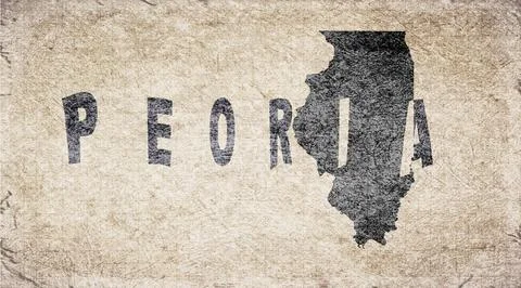 Illinois Peoria Typography Map Stock Illustration