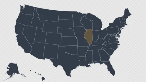 Illinois Pulsing on US Election Map Animation Seamless Loop Alpha Channel 4K Vidéo 341308951