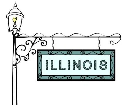 Illinois retro pointer lamppost Stock Illustration