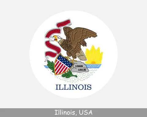 Illinois Round Flag Stock Illustration