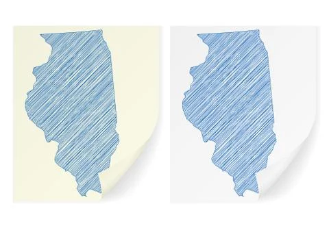 Illinois scribble map Stock Illustration