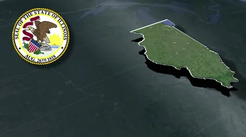 Illinois Seal and animation map Stock Footage