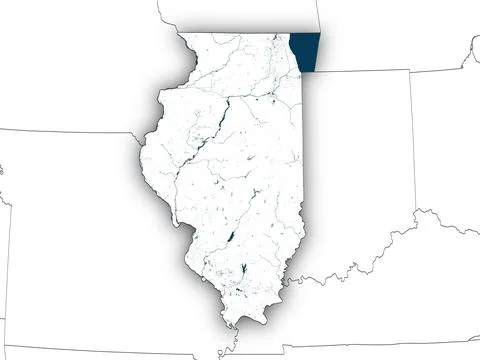 Illinois shape with state borders, white map イラスト素材