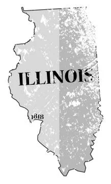 Illinois State and Date Map Grunged Stock Illustration