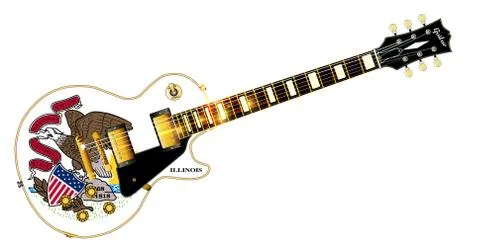 Illinois State Flag Guitar Stock Illustration