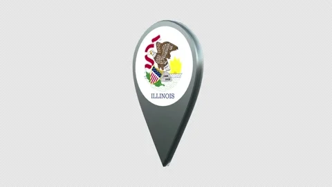 Illinois State Flag Location Map Marker Pin With Alpha Channel Looped Stock Footage 239456267