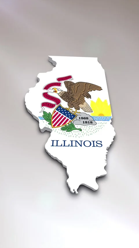 Illinois State Flag on Map Stock Footage 278265325