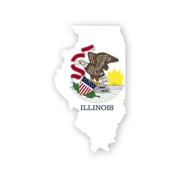 Illinois State Flag Map Stock Illustration