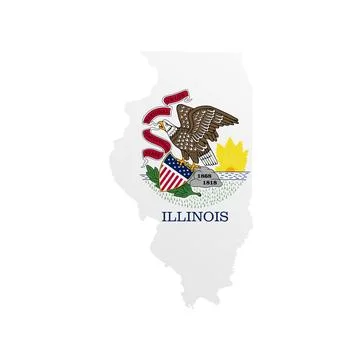 Illinois State Flag Map Stock Illustration