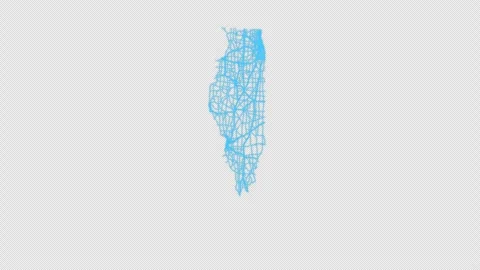 Illinois State Line Map Self Drawing Animated Overlay, Alpha 4K 스톡 동영상 340293045