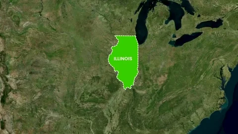 Illinois State Location Map Zoom Animation USA Geography 4K Vídeos de archivo 333296270