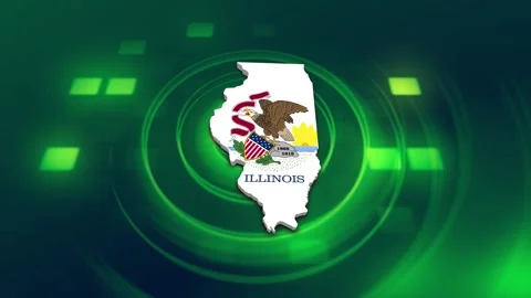 Illinois State Map and Flag Background Vídeo Stock 344647935