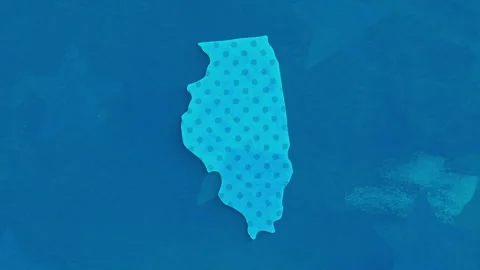 Illinois State Map with Blue Dotted Texture 스톡 동영상 347280130