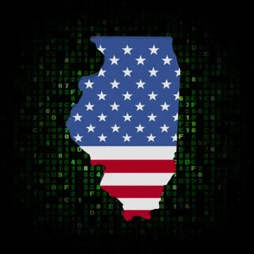 Illinois state map flag on hex code illustration Stock Illustration