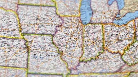 Illinois State On Map USA Stock Footage