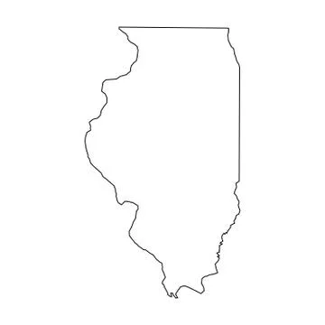 Illinois, state of USA - solid black outline map of country area. Simple flat Ilustração Stock