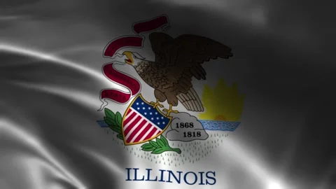 Illinois State Waving Flag. Flag of Illinois Waving Animation. Stock Footage 263839220