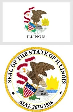 Illinois US State Flag and Coat of Arm Design Stock Illustration
