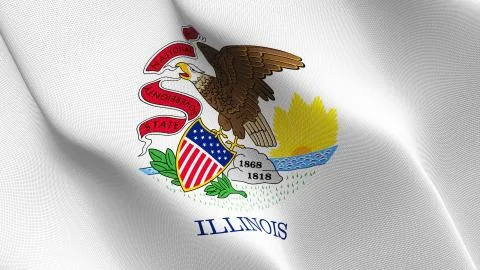 Illinois US State flag waving on wind. Stock Illustration