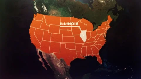 Illinois US State Satellite Map Animation V1 Stock Footage 303620240
