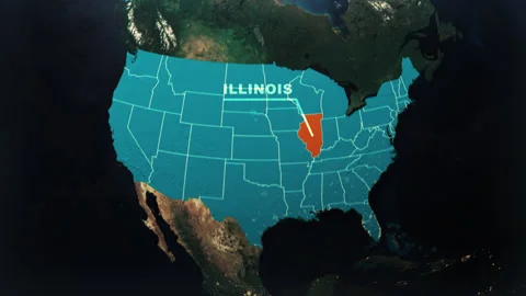 Illinois US State Satellite Map Animation V2 Stock Footage 307779125