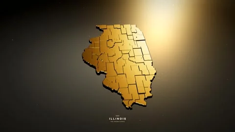 Illinois USA 3D state map in gold style Stock Footage 341171950