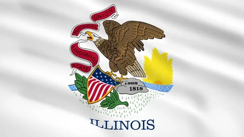 Illinois USA flag waving in the wind Stock Footage 117587992