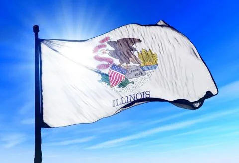 Illinois (usa) flag waving on the wind Stock Illustration