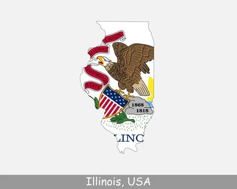 Illinois USA Map Flag Stock Illustration