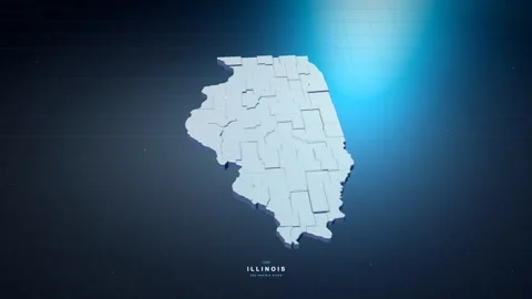 Illinois USA state map with glowing tech digital network style Stock Footage 340613975