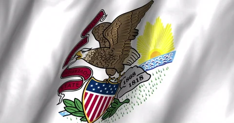 Illinois waving flag 4K Video stock 51342578