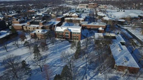 Illinois Wesleyan Winter Overhead Stock Footage 84566759