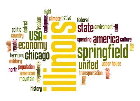 Illinois word cloud Illustrazione stock