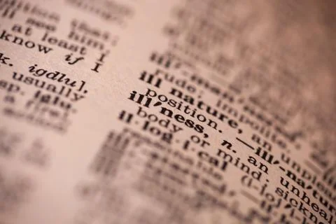 Illness Definition in Dictionary Stock Photos