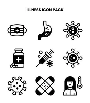 Illness DuoTone Collection Icons Pack 스톡 일러스트
