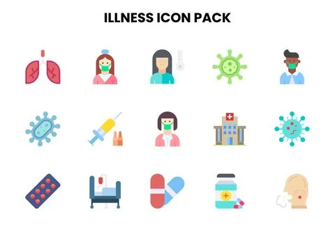 Illness Flat Icons Pack 스톡 일러스트