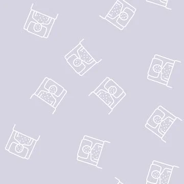 Illness human with rash in bed line seamless pattern Stock Illustration