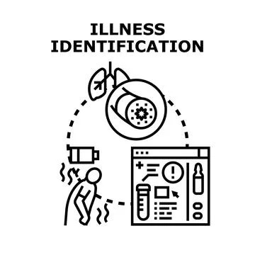 Illness identification process for medical diagnosis and treatment Stock Illustration