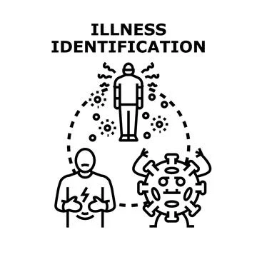 Illness identification vector concept with sick person Ilustración de archivo
