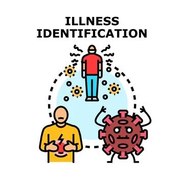 Illness identification vector concept with sick person Stock Illustration