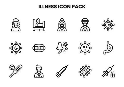 Illness Line Collection Icons Pack 스톡 일러스트
