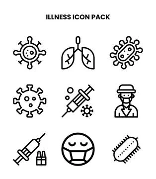 Illness Line Design Icons Pack Stock Illustration
