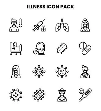 Illness Line Graphics Icons Pack 스톡 일러스트