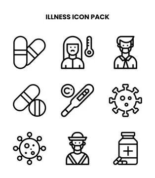 Illness Line UI Icons Pack Stock Illustration
